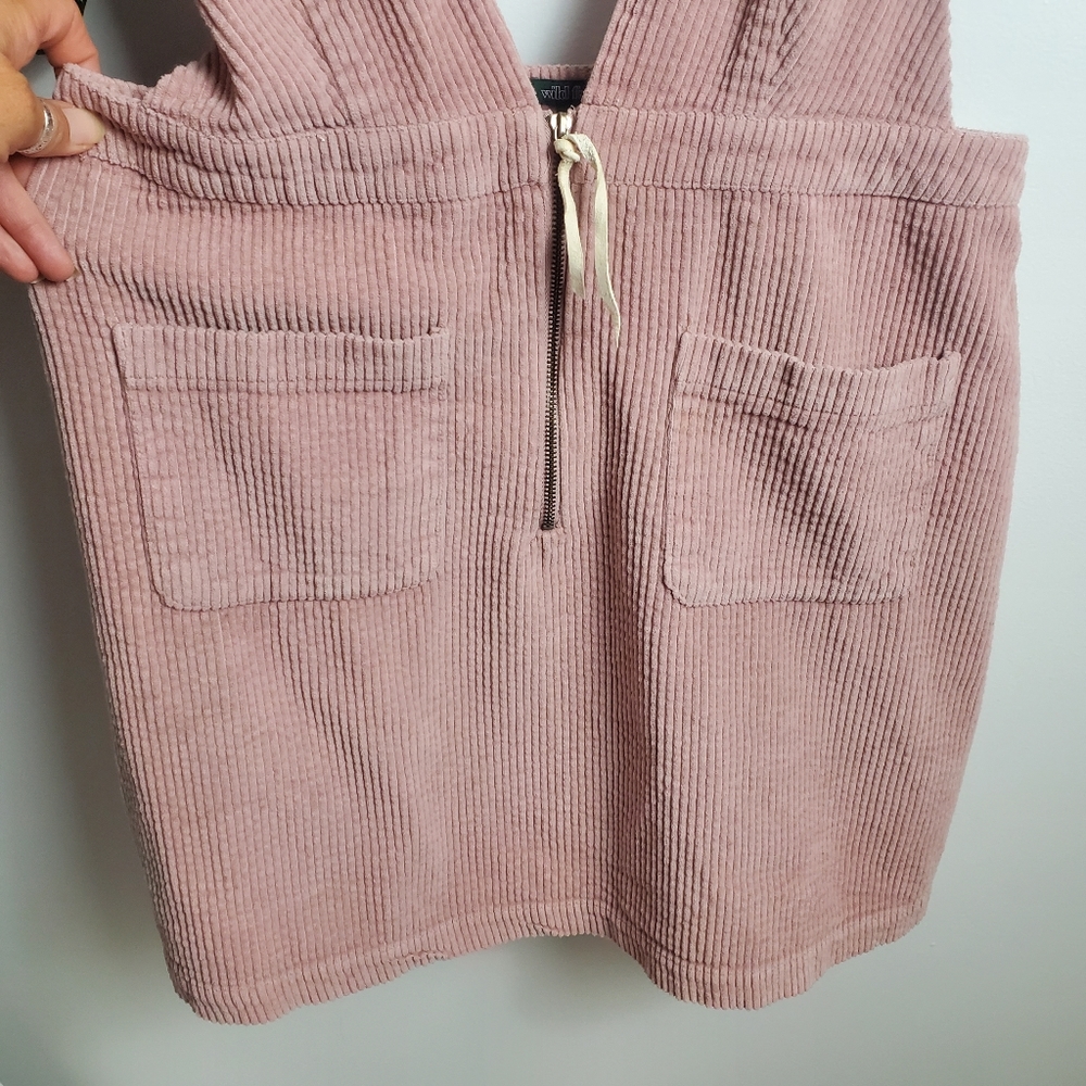 Wild Fable Pink/Blush Corduroy Jumper /Overall Mini Dress Size L - Picture 3 of 8